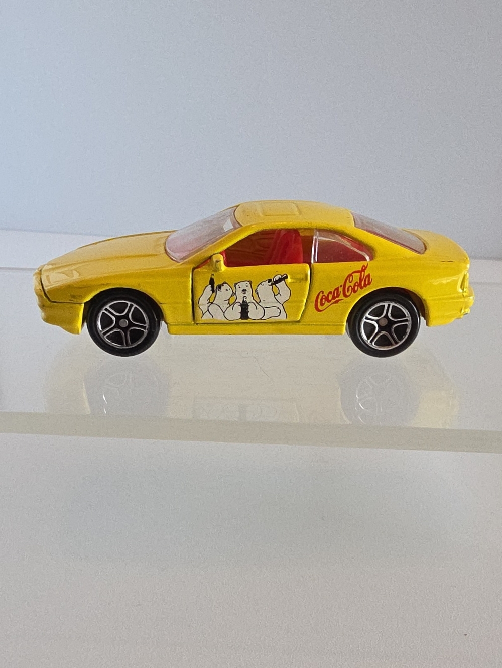 Matchbox BMW 850i Yellow Body Coca-Cola Coke Diecast Car -Unboxed